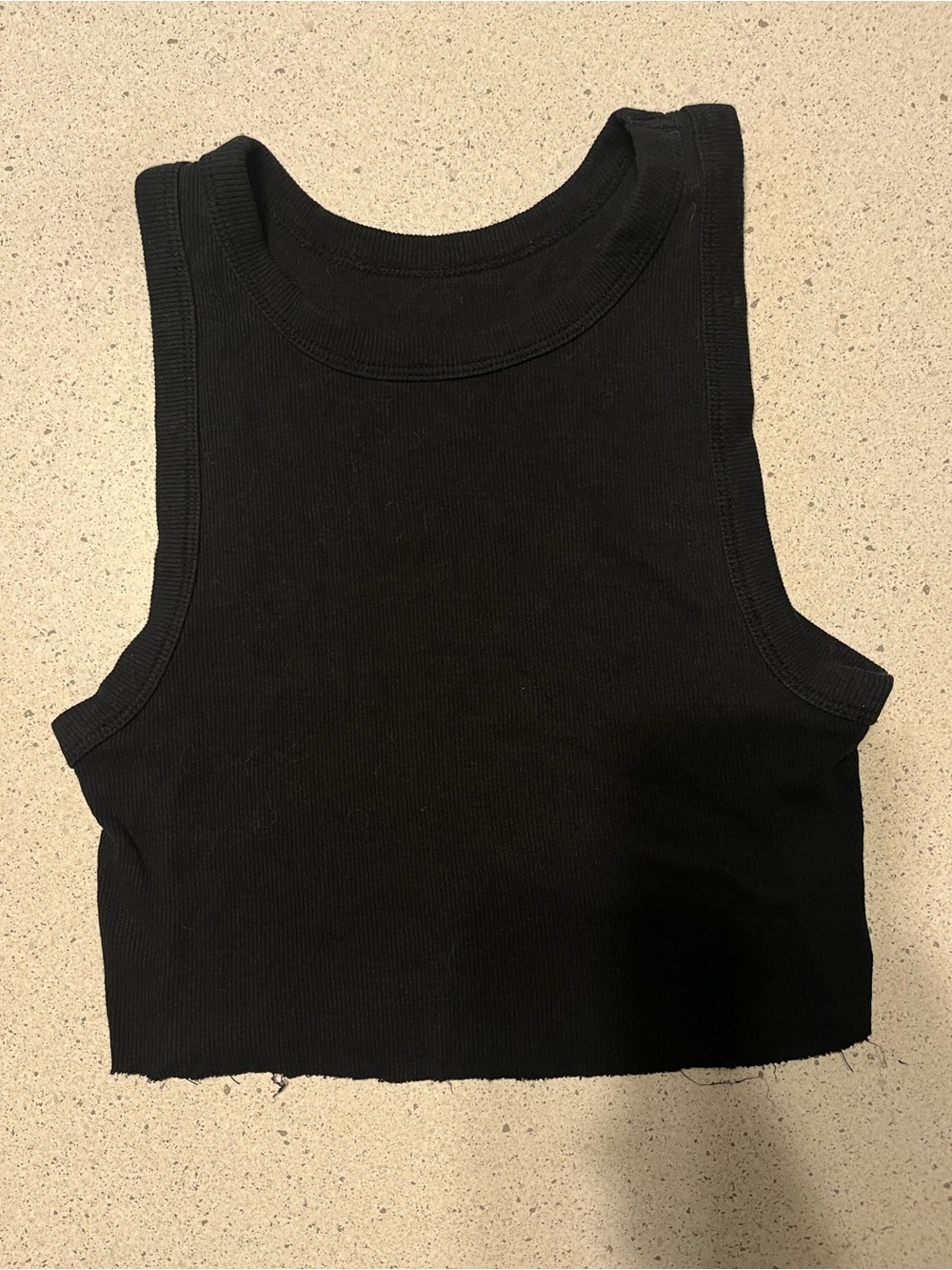 A New Day High Neck Black Ribbed Crop Tank Top